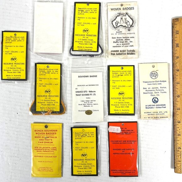 Australia 11 Vtg Woven Souvenir Badge Patch Lot NSW Victoria Adelaide Kangaroo - Picture 6 of 8